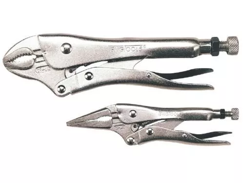 Teng Tools  Power Mole Grips Set 2 Locking Pliers Long Nose Curved