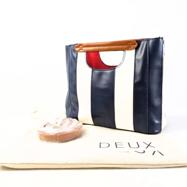 NWOT Deux Lux Faux Leather Stripped Small Handle Bag with a Strap