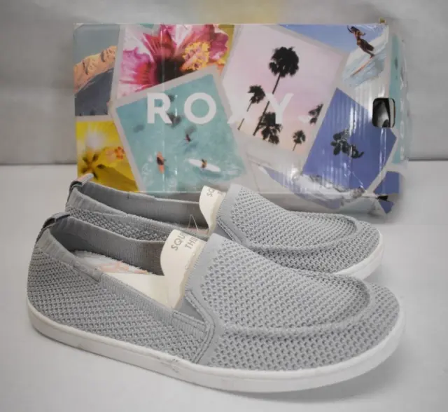 Roxy Womens Minnow Knit Slip-On Gray Direct Attach Loafer Shoes Size 10