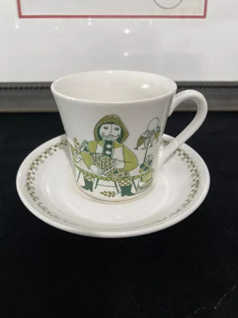 Vintage Retro Figgjo Norway Turi-Design Lotte Green Cup And Saucer