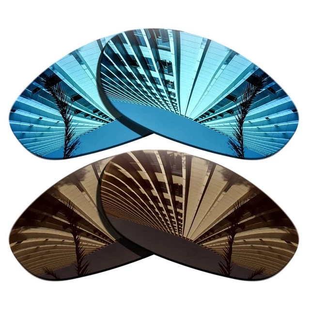 2 Pairs Polarized Replacement Lenses For-Oakley Monster Dog-Blue+Bronze Brown