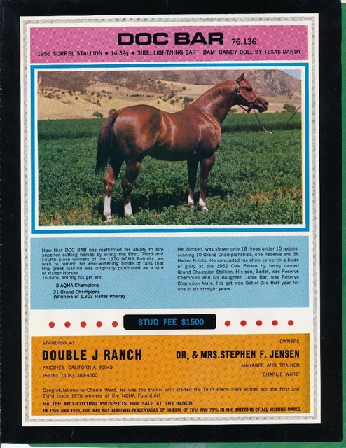 Magazine Ad - 1971 - Double J Horse Ranch, Paicines, CA - DOC BAR