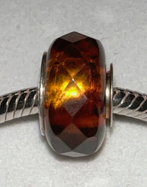 Authentic Chamilia  Amber Stones O-102 Murano Glass Sterling Silver Charm Bead
