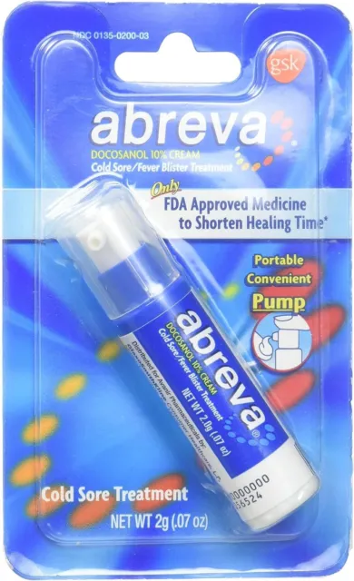 Abreva Cold Sore/Fever Blister Treatment, Pump 0.07 oz (2 g) (Abreva Pump)