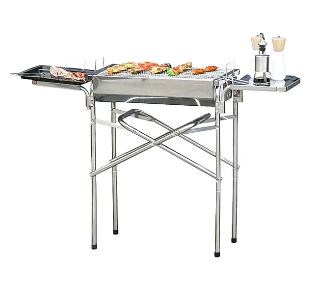 Holzkohlegrill Klappgrill Camping Standgrill Tragbar Edelstahl 104cm