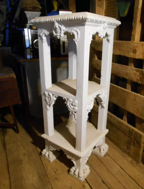 Antique Victorian 3 Shelf Etagere Pedestal On Claw Feet