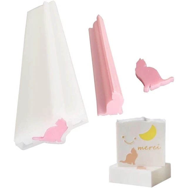 Pilar de jabón de silicona para gato pequeño molde incrustar jabón fabricación K6C3