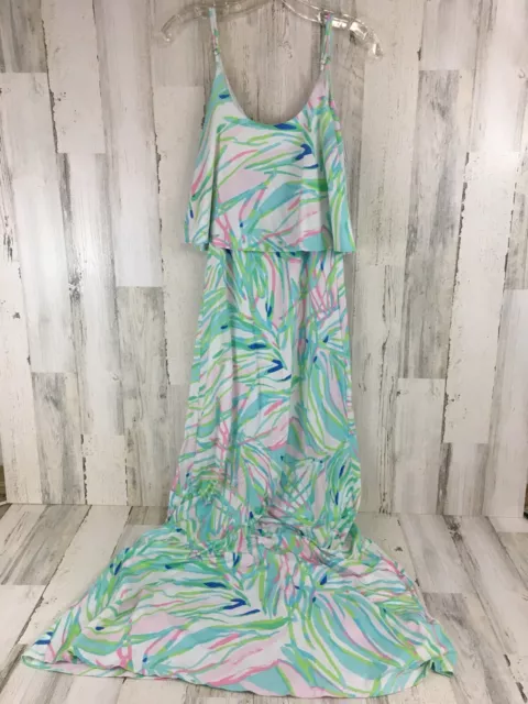 Lilly Pulitzer Harrington Maxi Dress Pastel Skye Blue Salute Sz XS