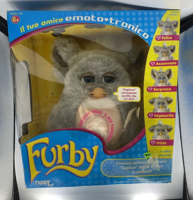 Peluche accessoires Furby lacet vintage 1999 noir gris rose rare emballage  neuf