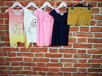 Girls Bundle Age 6-8 Years M&S H&M Cord Shorts Bardot T-Shirts Vest Summer 128Cm