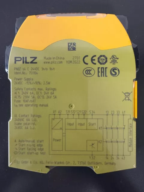 PILZ PNOZ-s4-C-24VDC-3n/o-1n/c Safety Relay