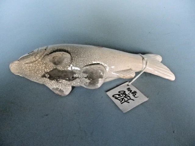 Raku Handarbeit Fish Crazy Clay Studio So. Africa Gerhard de Bier signiert 10" lang 5