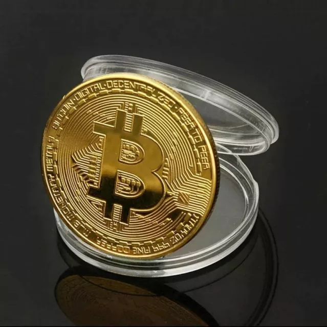 ✨BTC Bitcoin Gold Plated Token Coin Cryptocurrency Miner Gift Toy Collection