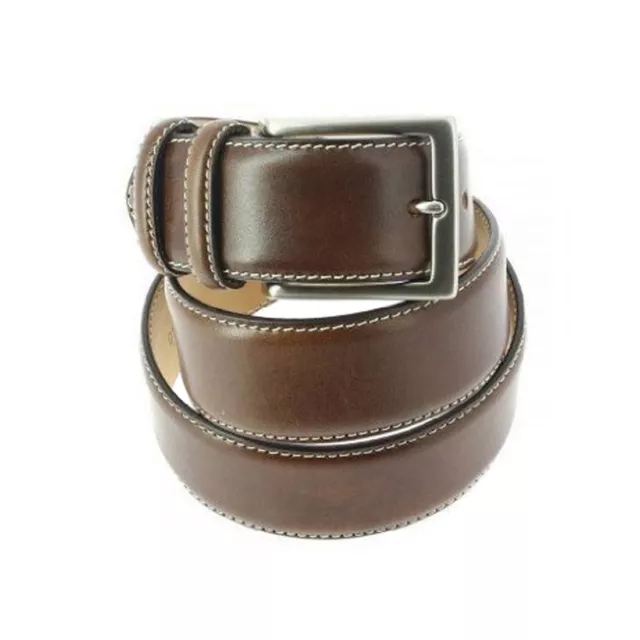 Robert Charles. Ceinture classiques. , Cuir. Marron Foncé. Uni. FABRIQUE EN ITAL