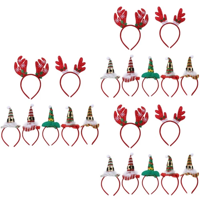 21 Pcs  Christmas Headbands Fancy Deer Antlers Xmas Hat Sequins Headdress Hair