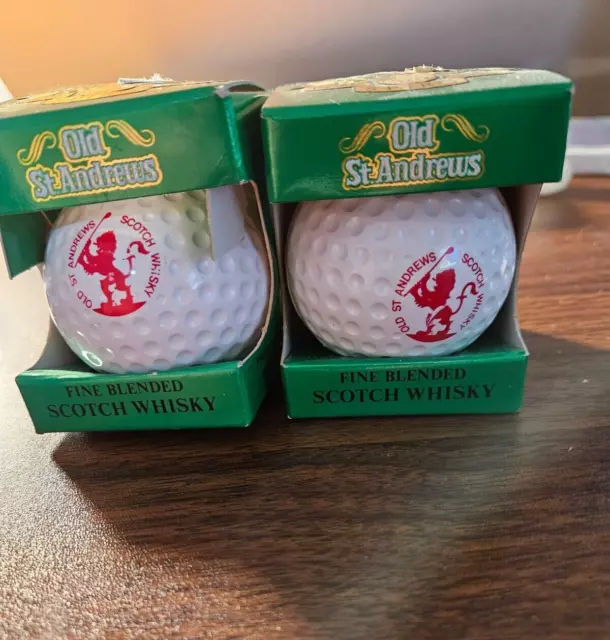 2Vtg 1982 Old St Andrews Scotch Whisky Golf Ball Mini Collectible Decanter Empty