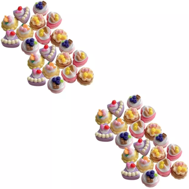 50 Pcs Crfats Charm Phone Case Accessories Simulated Cake Dessert Hairpin