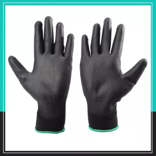 Mens Safety Work Gloves Hand Protection Mechanic Gardening Builders PU Coated UK 2