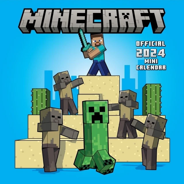 2024 CALENDAR MINECRAFT Month to View Square Wall Hanging Mini Calendar
