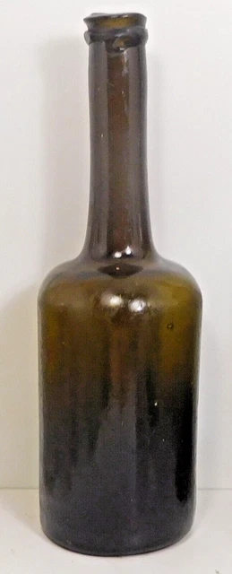 c1780 Pontil Free Blown Black Glass Long Neck Utility Rum Bottle Dutch Pirate