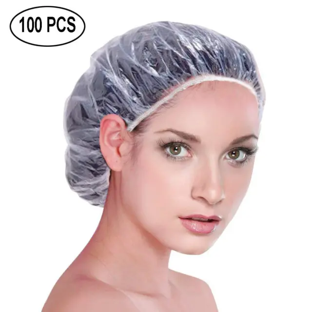100 Stück Einweg Duschhaube, Amison Kunststoff Duschkappe, Haarschutz Haarhaube