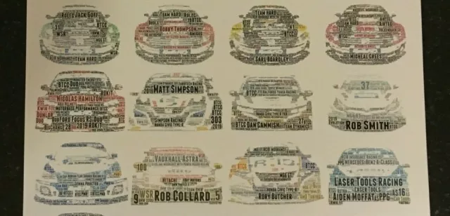 2019 BTCC All 30 Drivers & Cars CLASS OF 2019 Word Art ~ A3 Glossy Poster 3