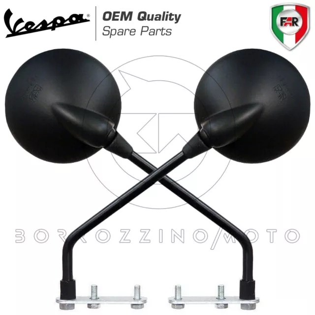 Coppia Specchietti Specchio Sinistro Destro Nero Piaggio Vespa Px 125 150 200