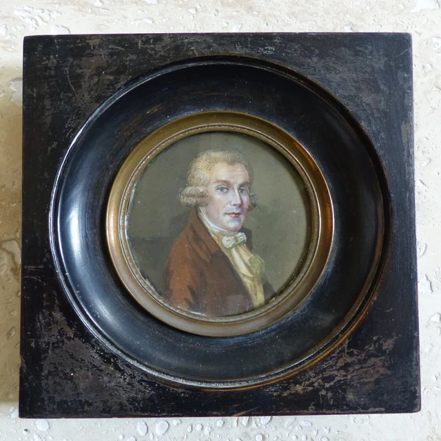 Miniature Portrait Homme Fin XVIIIe - Gouache École Française - Encadré
