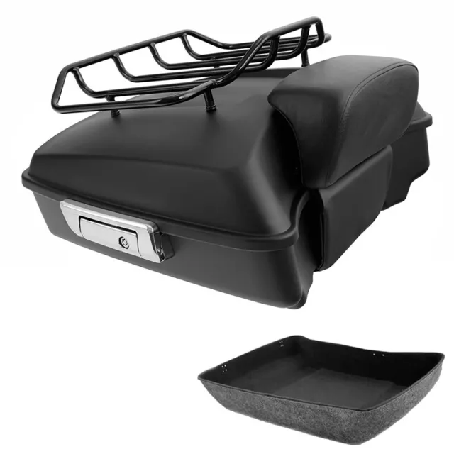 Matte Black Chopped Trunk Backrest Top Rack Fit For Harley Street Glide 2014-23