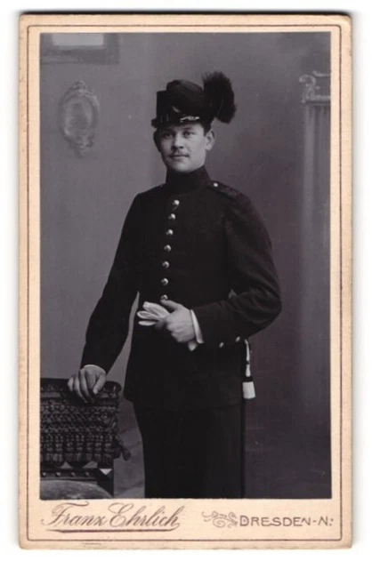 Fotografie Franz Ehrlich, Dresden, Soldat Sächsischer Jäger, Uniform Schützen-F