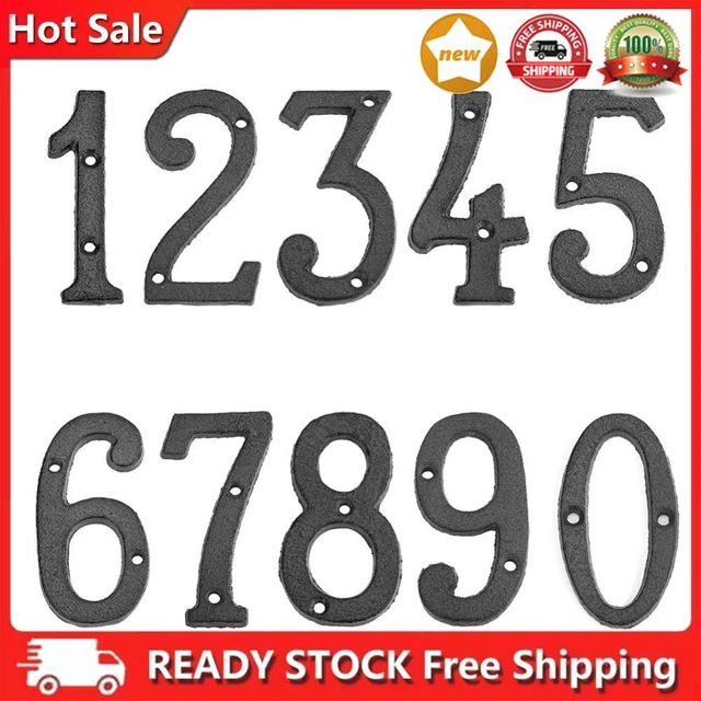 Cast Iron Numbers Doorplate Metal Digital House Sign DIY Plate Cafe Wall Decor