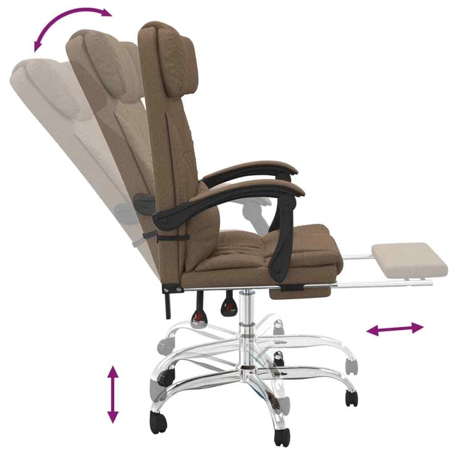 Fauteuil de massage inclinable de bureau Marron Tissu 8