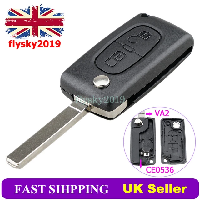 COQUE CLÉ PLIP TÉLÉCOMMANDE PEUGEOT 206 * 206cc * 206+ * 2 BOUTONS Avec Logo EBa