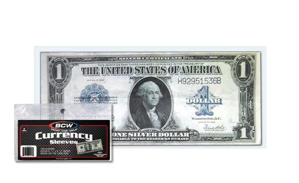 Pack of 100 BCW Large Bill Currency Soft 2-Mil Acid Free Poly Sleeves