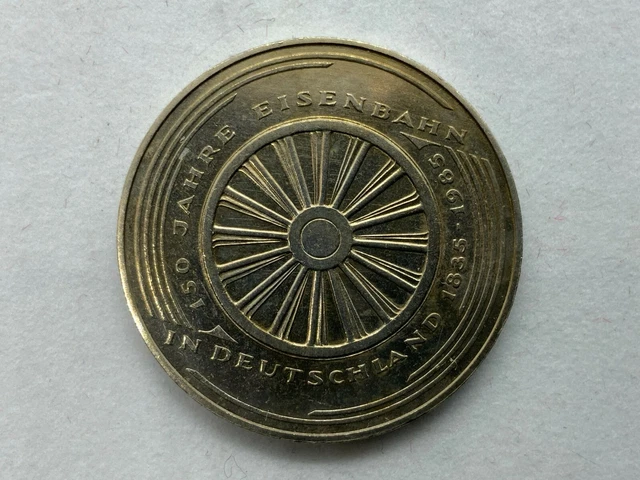 Coin 5 Dm 1985 150 Years Railway Condition As Seen In Photos 2