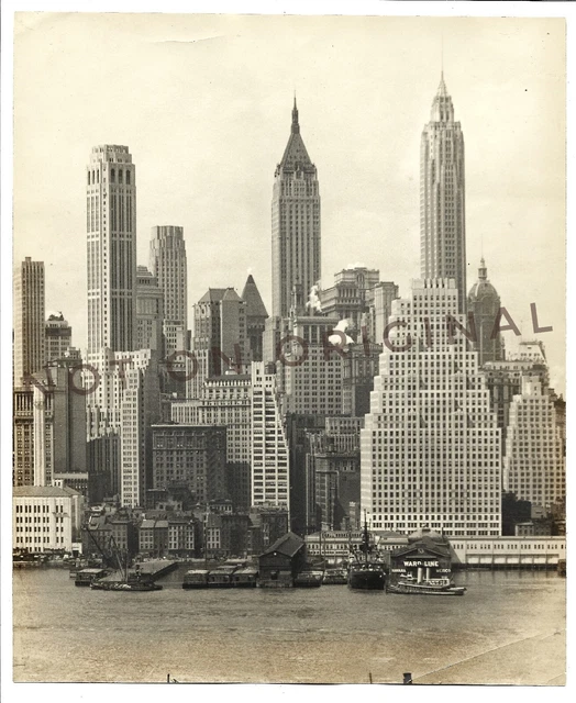 8X10 VINTAGE 1930S Photo Lower Manhattan NEW YORK CITY Skyline