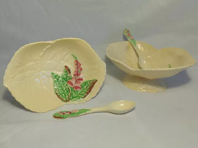 Vintage 1930's Carlton Ware Foxglove Yellow Cottagecore Dessert-For-Two Set