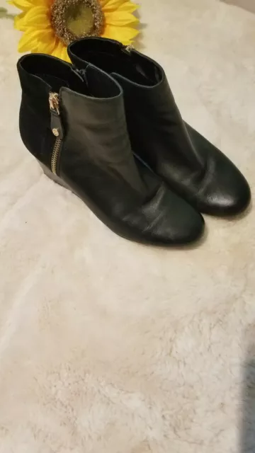 Isaac Mizrahi Live! Ankle Boots 7  Suede Leather Wedge Kierra Zipper