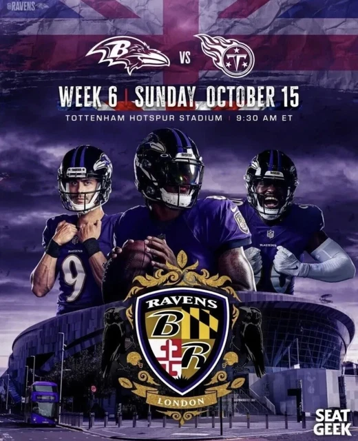 2X VIP TICKETS NFL London Games Baltimore Ravens vs Tennessee Titans