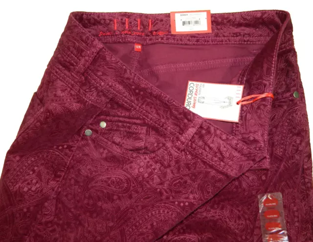 NEW ELLE Red Paisley Super Skinny Corduroy Jeans Tag 12 R measured Size 31x29