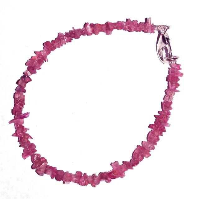 Rosa Turmalin Edelstein 925 Sterlingsilber 7 " Strand Armband 4-6 MM Perlen