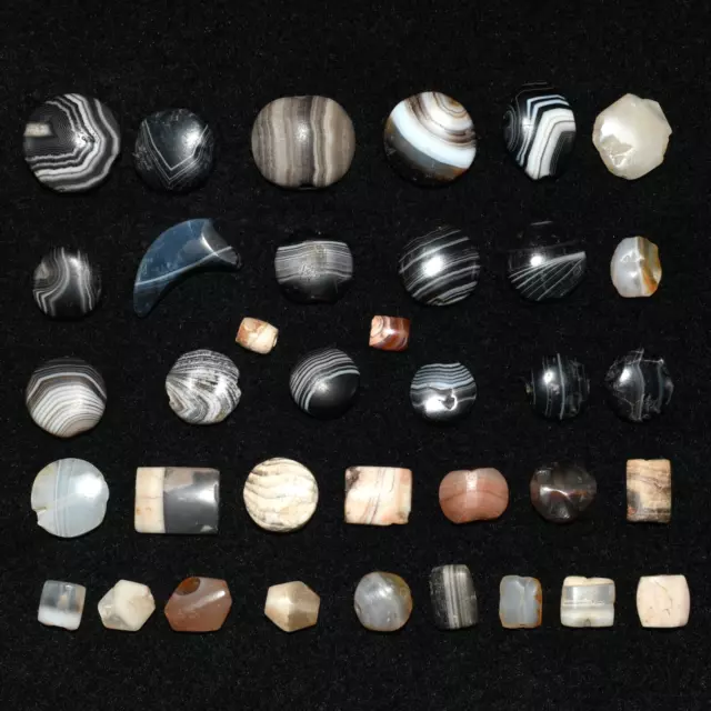 Lot Sale 36 Ancient Margiana Greco Bactrian Large Banded Agate Stone Beads