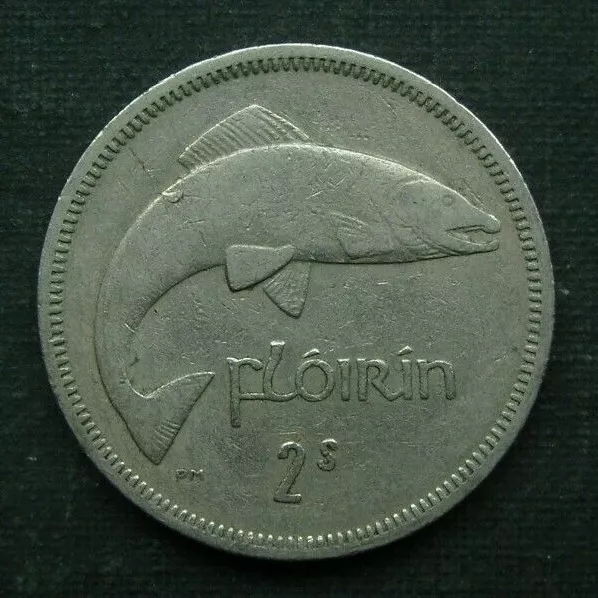 B5) Irland 2 Florin (Scilling) 1964 EIRE - Tier / Fisch / Lachs - Ireland