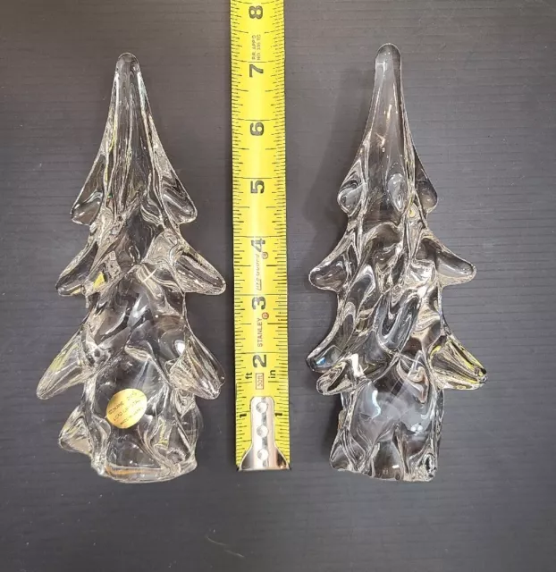 LOT Crystal Tree 24% Lead, Japan Christmas Art Glass Pine 7” Preowned PAIR