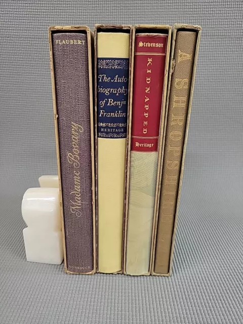 Lot of 4 Classic Books in slipcovers from Heritage Press Kidnapped, Madame Bovar