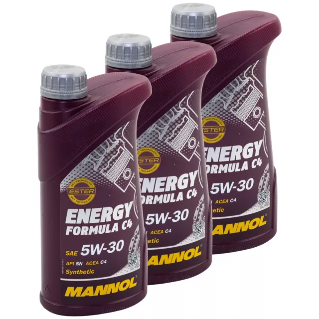 Olio 3x 1Liter Mannol 5W30 Energia Formula C4 per Chrysler Dacia Fiat Mazda MB