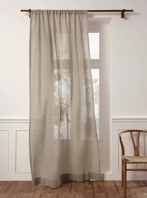 Solino Home Linen Sheer Curtain – 52 x 102 Natural Color - Rod Pocket - 1 Panel