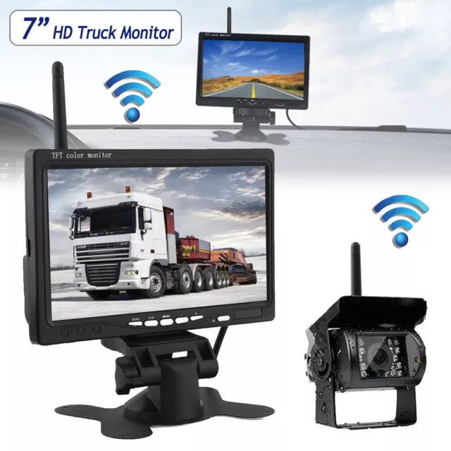 7" LCD Monitor Wireless Car Reversing Camera Cam for Truck Bus Van Rear View Kit 3