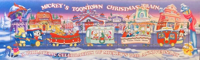 Grenada Gren Mickeys Toontown Christmas Train Disney Stamps Sheet '98 Mnh Minnie