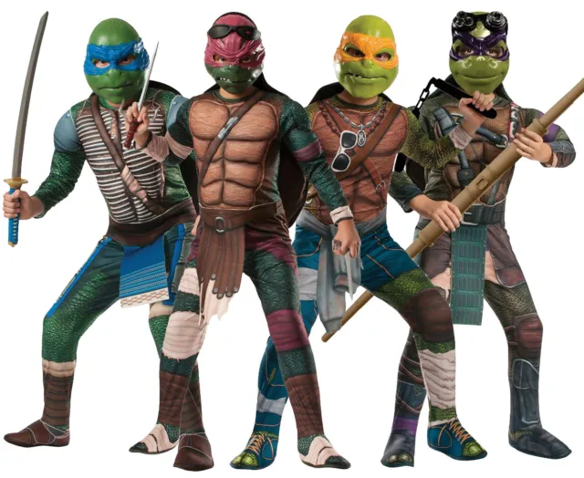 Teenage Mutant Ninja Turtles Deluxe Costume Kids Tmnt Boys Fancy Dress Official